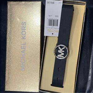 Michael Kors Black Logo Buckle Leather Belt